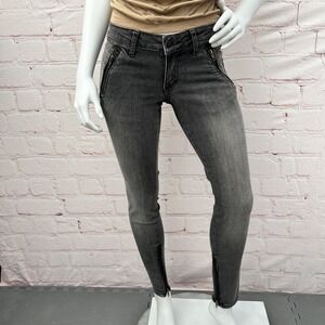 Jessica Simpson Skinny Jeans Womens 27 Low Rise Ankle Zip Acid Gray Denim